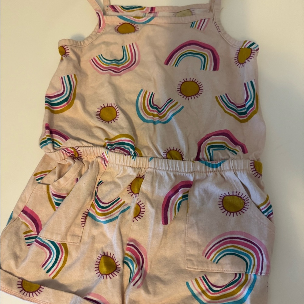 Colorful Rainbow and Sun Print Romper